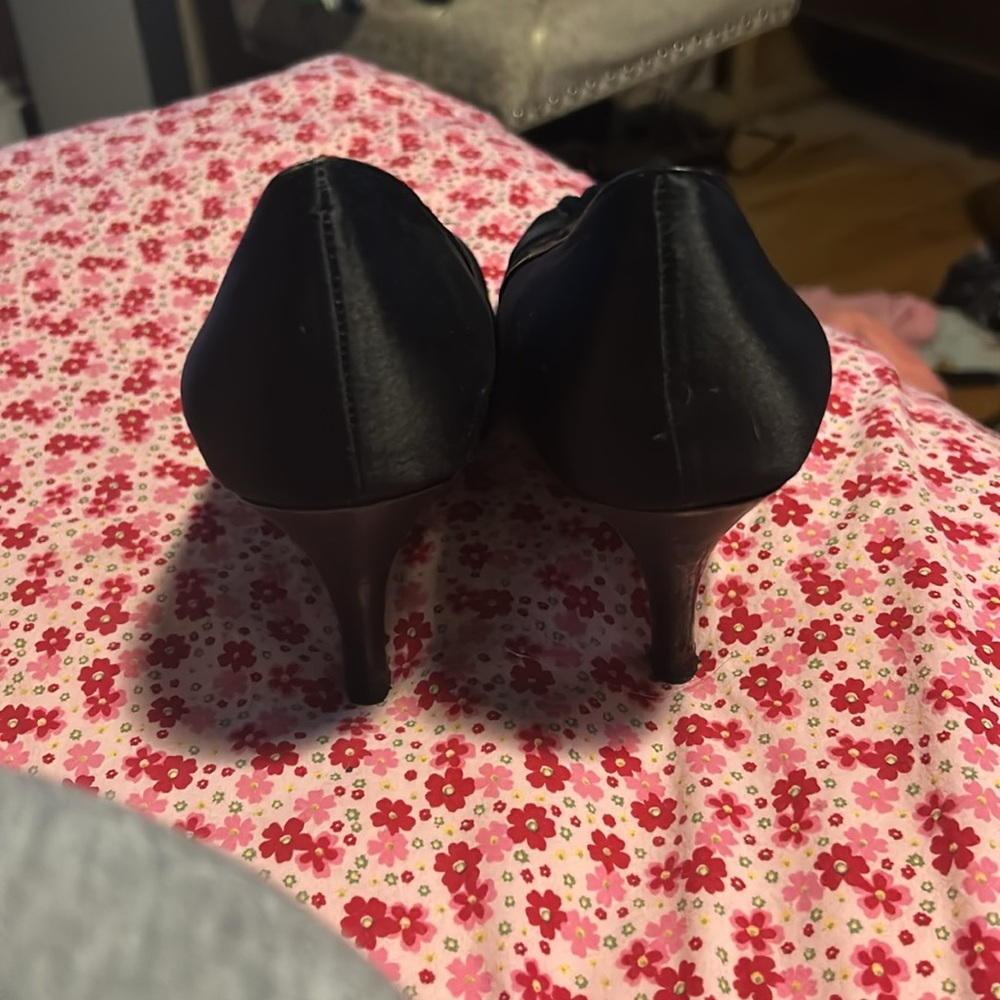 Platinum bp Black Satin Peep Toe Heels - 9.5 - Picture 3 of 5